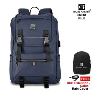 Bruno Cavalli Tas Ransel Laptop GENO 2 86018 Light Edition - USB Laptop Backpack 86018 Blue