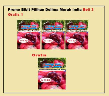 Promo Bibit Pilihan Delima Merah India Beli 3 Gratis 1