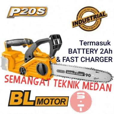 CGSLI20128 CORDLESS MESIN GERGAJI CHAINSAW BATERAI 12" 20V 2AH INGCO