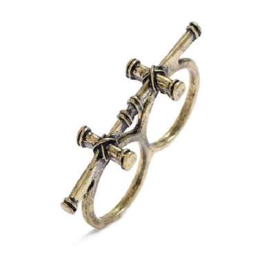 Cincin 2 Jari Cincin Salib Gothic Style Two Finger RIng Style Vintage Natural GOLD