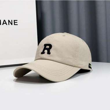 Topi Baseball Huruf R Embroidered Breathable Baseball Cap Premium Hitam