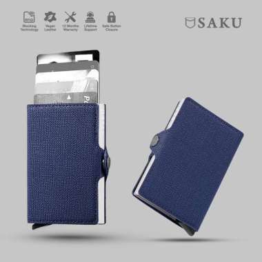 KODE U92J Saku Dompet Kartu Pria Wanita Anti Rfid Card Holder Mini Smart Wallet Textured Navy Single