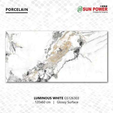 Granit Lantai Glossy Polished - Luminous White 120x60 | Sun Power