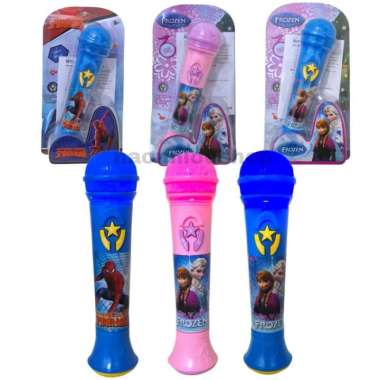 pengeras suara MIC nyanyi anak FROZEN x SPIDERMAN Mainan anak microphone nyanyi lampu/Mainan Mic Men