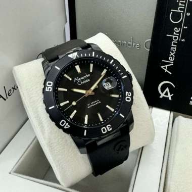 Jam Tangan Alexandre Christie AC6141 Automatic Rubber Strap Black