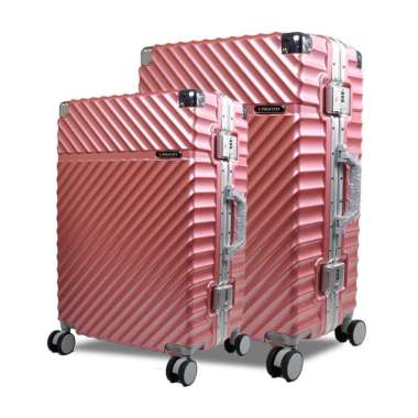 Koper Hardcase Aluminum Polo City No Zipper SET Size 20 dan 24 Inch - 7001 Rose Gold