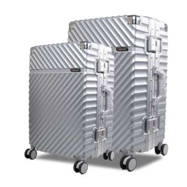 Koper Hardcase Aluminum Polo City No Zipper SET Size 20 dan 24 Inch - 7001 Silver