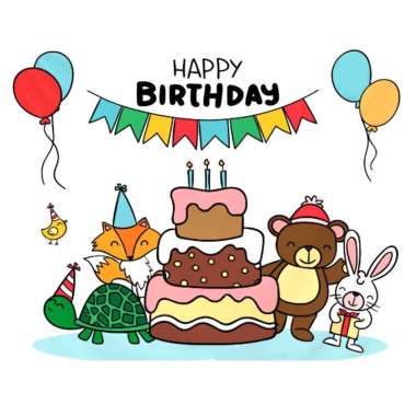 Birthday Party Banner / Banner Ulang Tahun / Dekorasi Spanduk Ulang Tahun ANIMAL