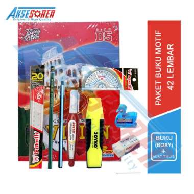 Aksesoren Paket Buku Tulis dan Perlengkapan Sekolah [SMP / SMA /SMK] / 1 Set Alat Tulis Penggaris Bu