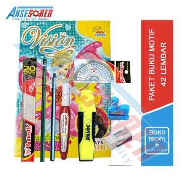 Aksesoren Paket Buku Tulis dan Perlengkapan Sekolah [SMP / SMA /SMK] / 1 Set Alat Tulis Penggaris Bu
