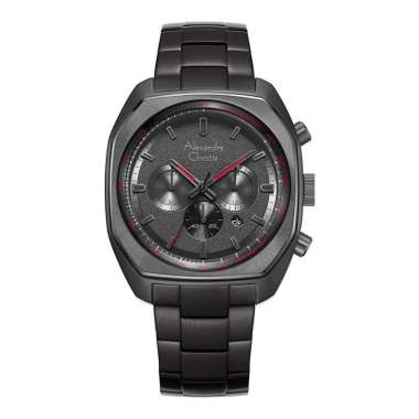 Jam Tangan Pria Alexandre Christie Chronograph AC 6666 MC BEPBARE Men Black Stainless Steel Strap + 