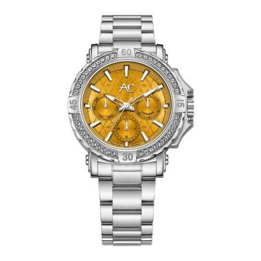 Jam Tangan Wanita Alexandre Christie AC 9205 BF BSSYLDR Ladies Yellow Dial Stainless Steel Strap Sil