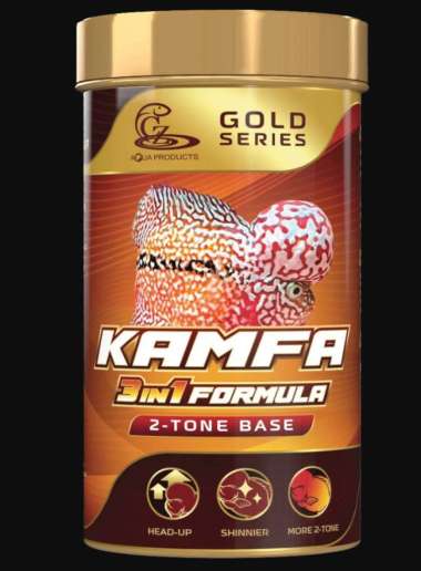 Pelet ikan Lohan CZ Aqua KAMFA 2 Tone Base Gold Series 3 in 1 Formula