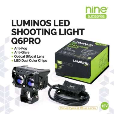 NINE LUMINOS LAMPU TEMBAK SOROT LED 2 MATA Q6 PRO 3 MODE WARNA PUTIH KUNING UNGU