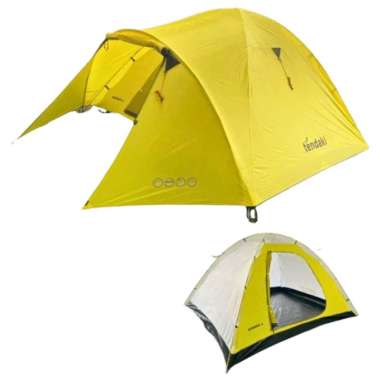 Tendaki Mis Borneo BORNEO 4 Tenda Camping Dome 4-5 Orang Double Layer Yellow
