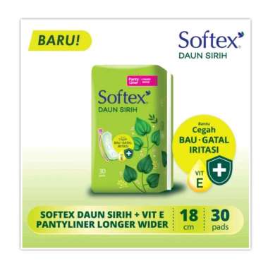 Softex Pantyliner Daun Sirih Vit E Longer Wider 18cm isi 30 Pembalut Wanita