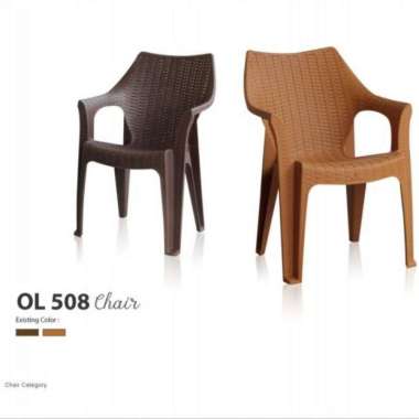 Kursi Teras Cafe Plastik Rottan Anyam ol 508 Set Olymplast Coklat tua