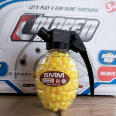 Mainan Biji Plastik BB ACM 0.12 Gram Model Wadah Granat Plastik Bulat isi +/- 500rds Kuning