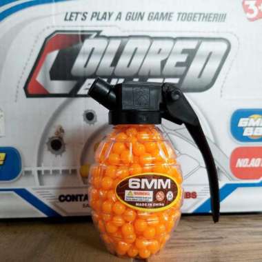 Mainan Biji Plastik BB ACM 0.12 Gram Model Wadah Granat Plastik Bulat isi +/- 500rds Orange