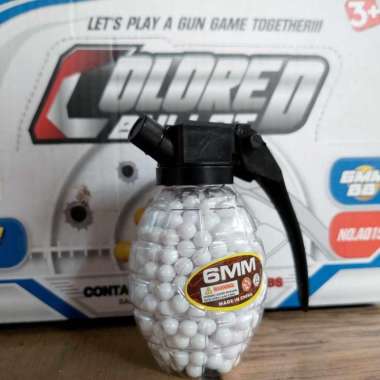 Mainan Biji Plastik BB ACM 0.12 Gram Model Wadah Granat Plastik Bulat isi +/- 500rds Putih