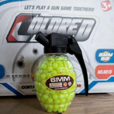 Mainan Biji Plastik BB ACM 0.12 Gram Model Wadah Granat Plastik Bulat isi +/- 500rds Cream