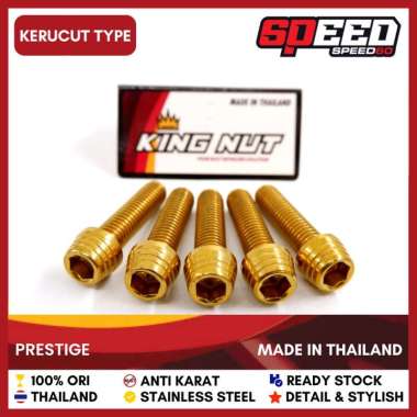 Baut Breket L Gas Spontan Suzuki Skywave Baut Probolt Thailand Stainless King Nut Gold