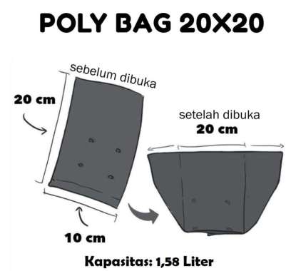 1 LEMBAR Polybag UKURAN KECIL Polibag SEMAI Tanaman 12x12 10x15 15x15 20x20 Murah Berkualitas 20x20