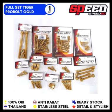 Baut Full Set Mesin Honda Tiger Baut Probolt Thailand Stainless King Nut Gold
