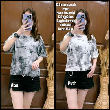 338 Kaos Crop Top Wanita Korean Style/Crop Top/Crop Top Oversize/Atasan Kaos Wanita Import putih