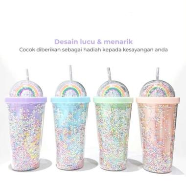 Botol Minum Tumbler Glitter 550ml Hijau