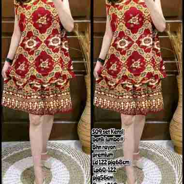 s09 Setelan Celana Baju Tidur Jumbo Wanita/Setelan Daster Batik Jumbo Wanita/Setelan Batik Rayon Ken
