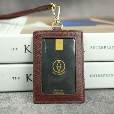 Sendy Leather VALENCIA Lanyard Name Tag Id Card Kulit Sapi Asli Maroon