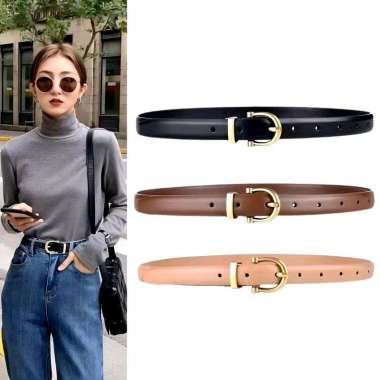 Stacia PU Leather Belt Ikat Pinggang Ban Pinggang Classic Retro Gesper Fashion Belt Stacia Dark Brow