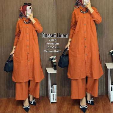 Boîte Set Long Tunik - One Set Wanita Long Tunik Rayon Premium Setelan Wanita Kekinian Celana Kulot