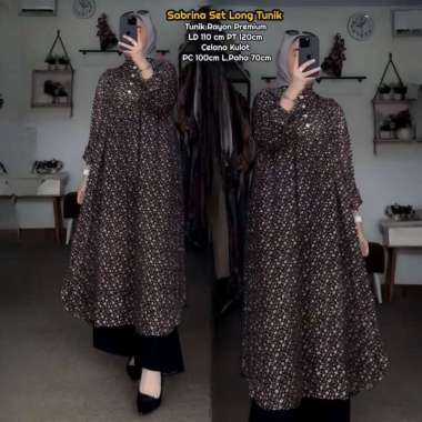 Boîte Set Long Tunik - One Set Wanita Long Tunik Rayon Premium Setelan Wanita Kekinian Celana Kulot