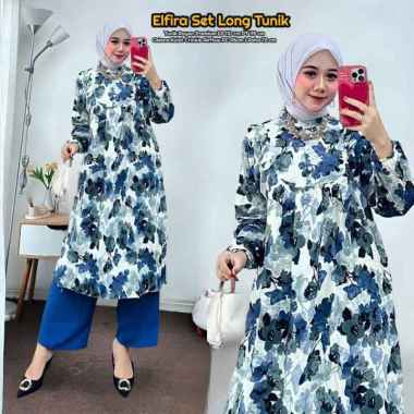 Boîte Set Long Tunik - One Set Wanita Long Tunik Rayon Premium Setelan Wanita Kekinian Celana Kulot 
