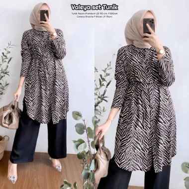 Boîte Set Long Tunik - One Set Wanita Long Tunik Rayon Premium Setelan Wanita Kekinian Celana Kulot
