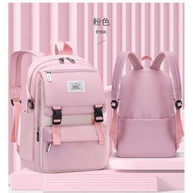 TAS RANSEL SEKOLAH ANAK PEREMPUAN TER TAS SEKOLAH SD SMP SMA - Hitam Blush PinK