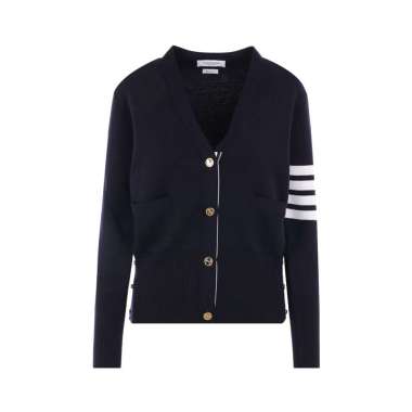 Thom Browne 4-Bar Wool V-Neck Cardigan Navy 40 Blue