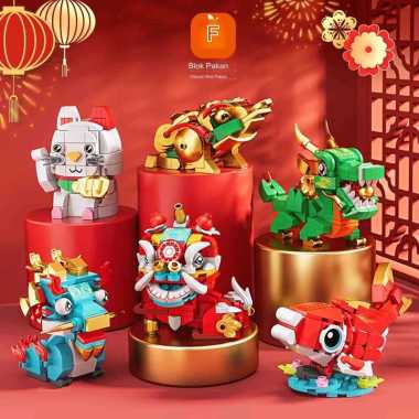 brick cute moc Chinese ornament Imlek building block toys kylin