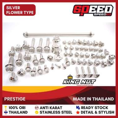 Baut Full Set RX King Paket Hemat Baut Probolt Thailand Stainless Steel King Nut Silver