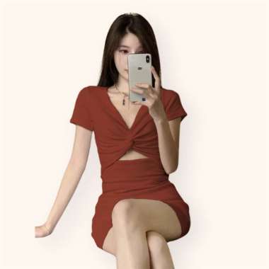 Mini Dress sexy lengan pendek wanita Gaya Korea model terbaru - Jfashion Bethari Biru