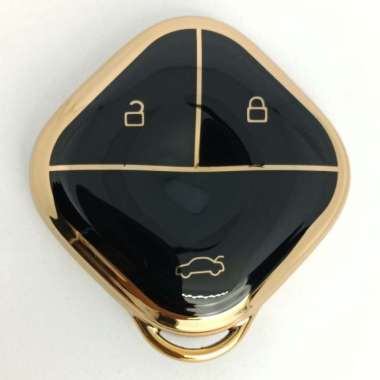 Key Case Cover Sarung Kunci TPU Wuling Air EV Hitam List Gold