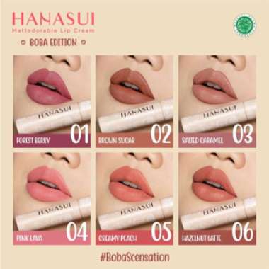 HANASUI LIP CREAM BOBA / MATTEDORABLE LIP CREAM - MURAH Creamy Peach