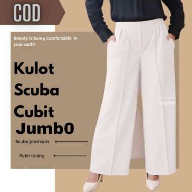Kulot Scuba Cubit Jumbo / Kuot Scuba / Kulot Scuba - Putih, XL XL Putih