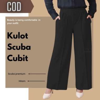 Kulot Scuba Cubit Jumbo / Kuot Scuba / Kulot Scuba - Putih, XL XL Hitam
