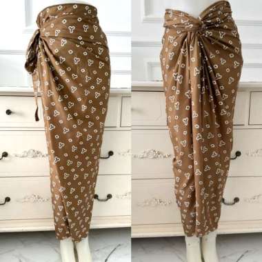 Rok Lilit Wrap Skirt Batik Jumputan Rok Kondangan - Hitam Caramel