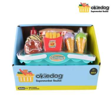 Okiedog Supermarket Basket Fast Food - Mainan Keranjang Belanja, Mainan Potong Buah Sayur