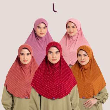 Elzatta Hijab Kerudung Jilbab Bergo Instan Bahan Knit Salur Motif Polkadot Olina Polka Teracotta