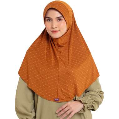Elzatta Hijab Kerudung Jilbab Bergo Instan Bahan Knit Salur Motif Polkadot Olina Polka Mustard